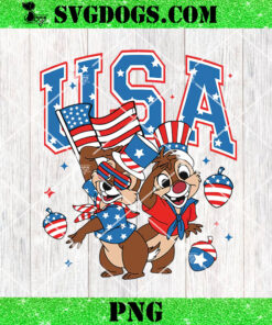 Chip And Dale With Nuts Patriotic USA PNG, Disney 4th Of July PNG