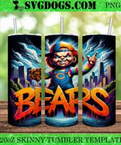 Chucky Chicago Bears 20oz Tumbler Wrap PNG, Chicago Bears Halloween 20oz Tumbler Wrap PNG