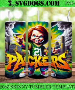 Chucky Green Bay Pakers 20oz Tumbler Wrap PNG, Pakers Halloween 20oz Tumbler Wrap PNG