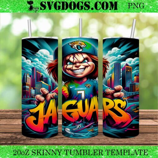 Chucky Jacksonville Jaguars 20oz Tumbler Wrap PNG, Jaguars Halloween 20oz Tumbler Wrap PNG