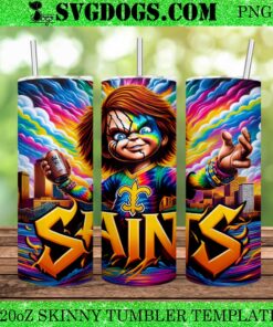 Chucky New Orleans Saints 20oz Tumbler Wrap PNG, New Orleans Saints Halloween 20oz Tumbler Wrap PNG