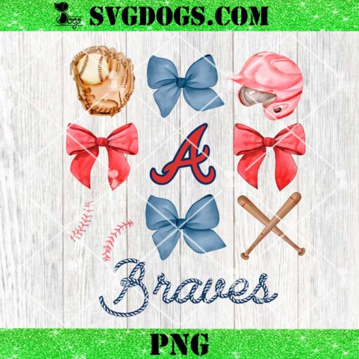 Coquette Atlanta Braves Bow Baseball PNG