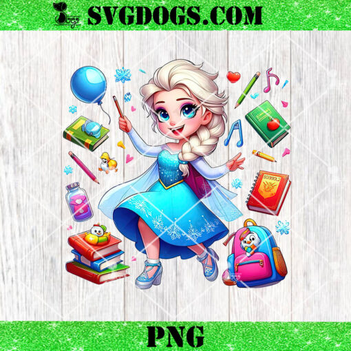 Elsa Back To School PNG, Princess Cute Baby Elsa PNG