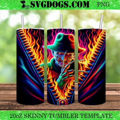 Freddy Krueger Horror Zipper 20oz Tumbler Wrap PNG