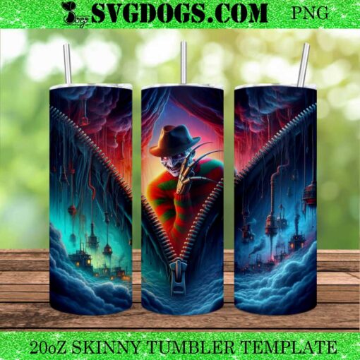 Freddy Krueger Zipper 20oz Tumbler Wrap PNG