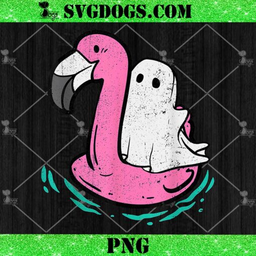 Ghost On A Pool Floaty PNG, Ghost On A Floaty Flamingo PNG