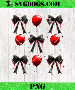 Halloween Red Balloon Coquette Bow PNG, Halloween Horror PNG