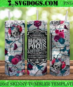 Hocus Pocus Apothecary 20oz Skinny Tumbler PNG, Halloween Skull 20oz Tumbler Wrap PNG