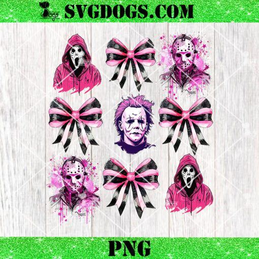 Horror Movies Coquette Halloween PNG, Pink Horror Bow PNG