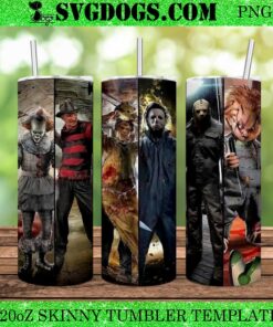 Horror Villains Blood 20oz Tumbler Wrap PNG, Horror Halloween 20oz Tumbler Wrap PNG