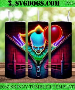 Pennnywise Zipper 20oz Tumbler Wrap PNG, Halloween Clown 20oz Tumbler Wrap PNG