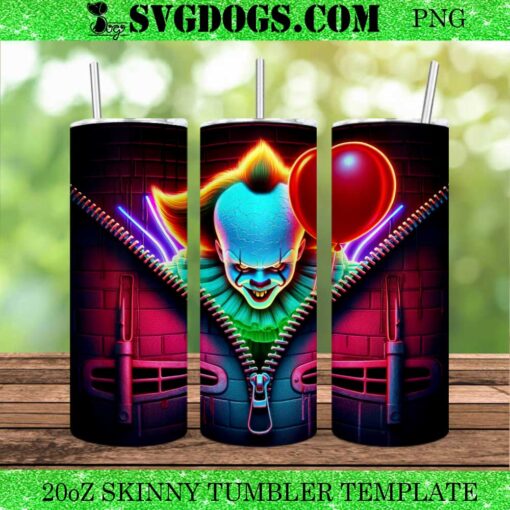 IT Penny Zipper 20oz Tumbler Wrap PNG, Pennnywise 20oz Tumbler Wrap PNG