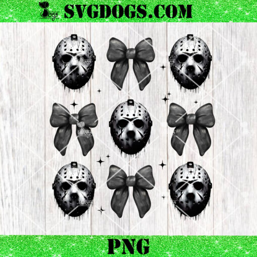 Jason Voorhees Halloween Coquette Bow PNG, Horror Bow PNG