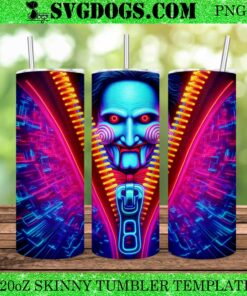 Jigsaw Horror Zipper 20oz Tumbler Wrap PNG