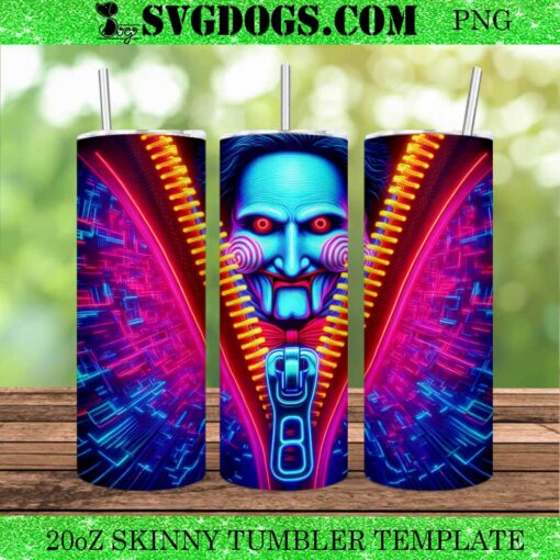 Jigsaw Horror Zipper 20oz Tumbler Wrap PNG