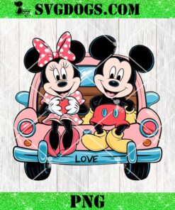 Love Car Mickey Minnie Couple PNG, Disney Valentines PNG