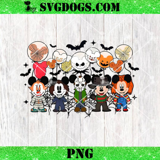 Mickey Mouse Horror Halloween Friends PNG, Mickey Horror With Balloon PNG