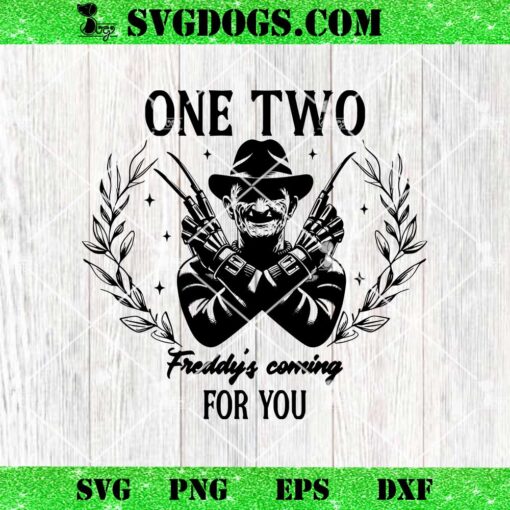 One Two Freddy’s Coming For You SVG, Halloween Horror Character SVG PNG EPS DXF