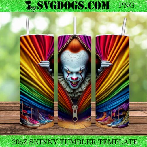 Pennnywise Zipper 20oz Tumbler Wrap PNG, Halloween Clown 20oz Tumbler Wrap PNG