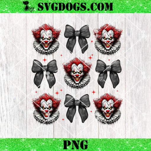 Pennywise Halloween Coquette Bow PNG, Horror Bow PNG