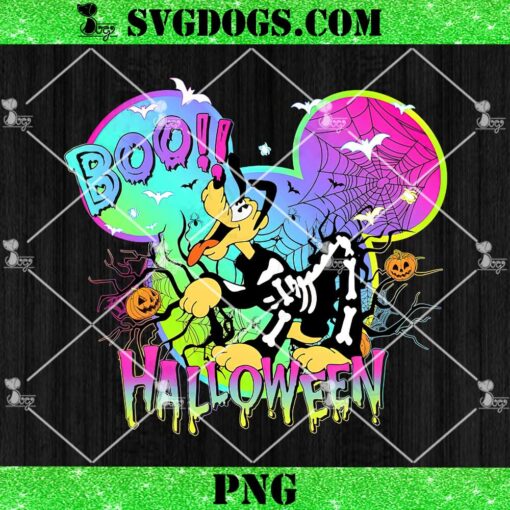 Pluto Mickey Boo Halloween PNG, Pluto Skeleton PNG