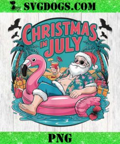 Santa Flamingo Christmas In July Summer PNG