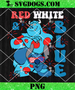 Sully Monster Inc And Stitch Red White Blue PNG, Disney 4th Of July PNG