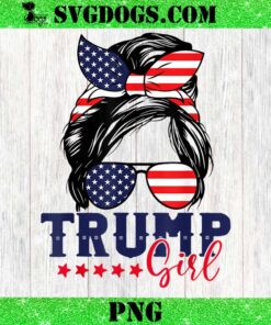 Trump Girl Messy PNG, Trump 2024 Election American Flag PNG