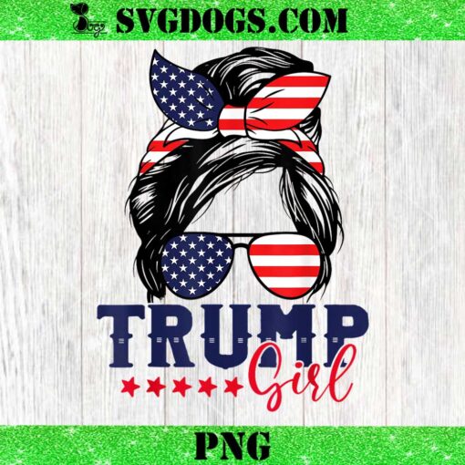 Trump Girl Messy PNG, Trump 2024 Election American Flag PNG