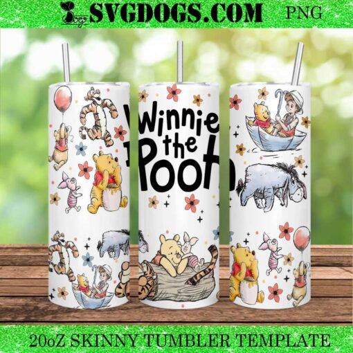 Winnie The Pooh 20oz Tumbler Wrap PNG, Winnie Pooh Friends 20oz Tumbler Wrap PNG