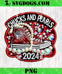 Chucks And Pearls 2024 PNG, Kamala Harris PNG, Faux Embroidery PNG