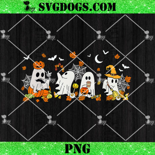 Cute Ghost Drinking Coffee Halloween Fall Ghost Book Reading PNG, Ghost Reading Books PNG