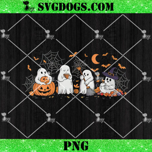 Cute Ghost Drinking Coffee Halloween PNG, Ghost Ice Coffee Halloween PNG