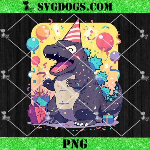 Cute Happy Birthday Japanese Kaiju Monster Epic Party PNG, Godzilla Birthday PNG