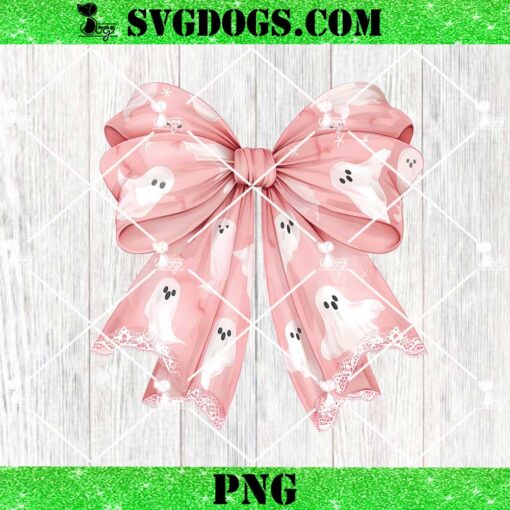 Cute Pink Ghost Bow PNG, Pink Witch Bow PNG