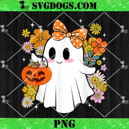 Floral Ghost PNG, Trick Or Treat PNG, Cute Flower Ghost PNG