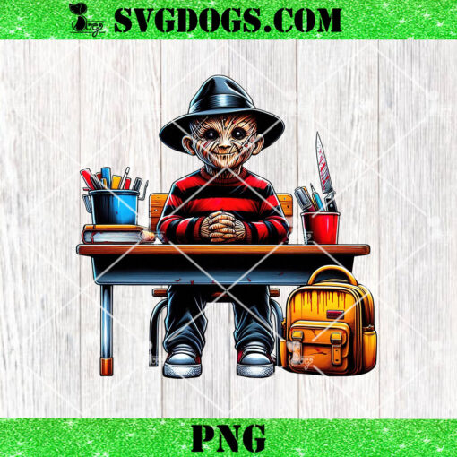 Freddy Krueger Back To School PNG, Freddy Krueger Halloween PNG, Chibi Horror PNG