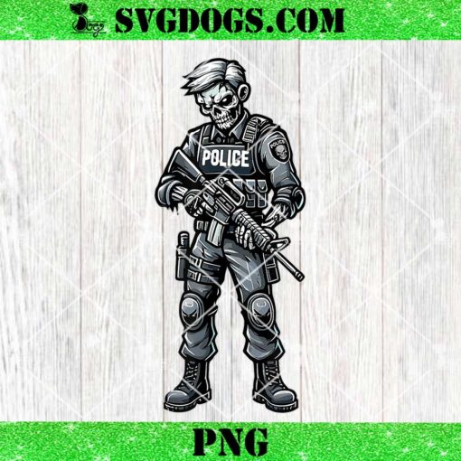 Fun Halloween Tactical Zombie Creepy Police Officer Costume PNG, Zombie Police PNG