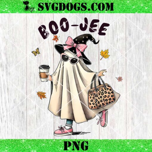 Funny Boo Jee Ghost Halloween PNG, Leopard Ghost Boo-Jee Coffee PNG, Little Pink Ghost PNG