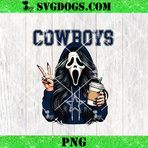 Ghostface Dallas Cowboys PNG, Scream Horror Coffee Cowboys NFL PNG