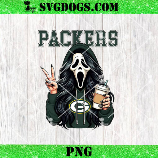 Ghostface Green Bay Packers PNG, Scream Horror Coffee Packers NFL PNG