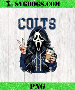 Ghostface Indianapolis Colts PNG, Horror Coffee Colts NFL PNG