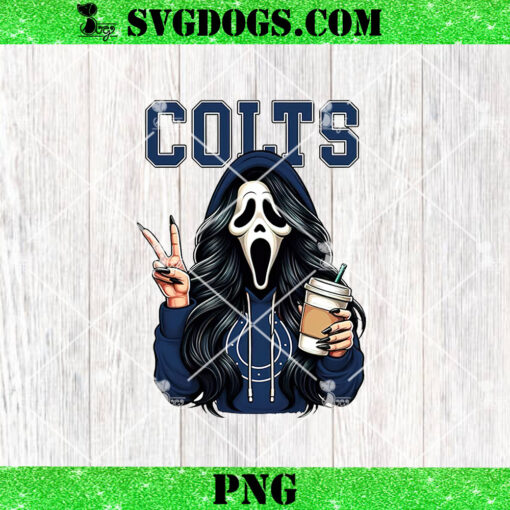 Ghostface Indianapolis Colts PNG, Horror Coffee Colts NFL PNG