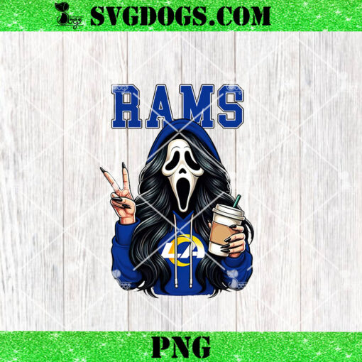 Ghostface Los Angeles Rams PNG, Horror Coffee NFL PNG