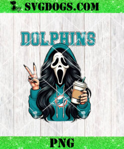 Ghostface Miami Dolphins PNG, Horror Coffee Dolphins NFL PNG