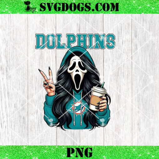 Ghostface Miami Dolphins PNG, Horror Coffee Dolphins NFL PNG