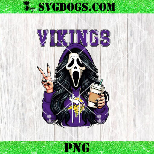 Ghostface Minnesota Vikings PNG, Scream Horror Coffee NFL PNG