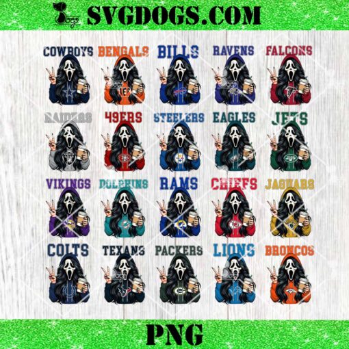 Ghostface NFL Team PNG Bundle, Bundle Horror Characters Halloween Sport PNG