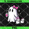 Cute Ghost Florals Pink Coquette Bows PNG, Pumpkins Halloween PNG