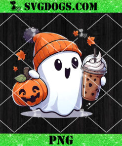 Halloween Ghost Coffee PNG, Ghost Pumpkin Halloween PNG